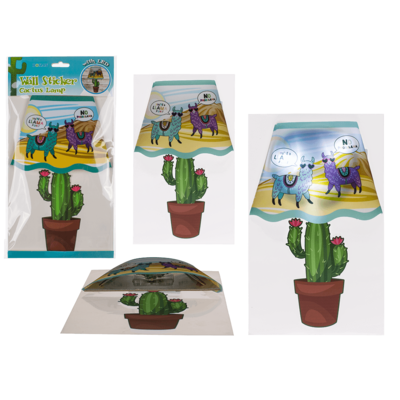Wandsticker, Llama auf Kaktus-Leuchte, mit LED