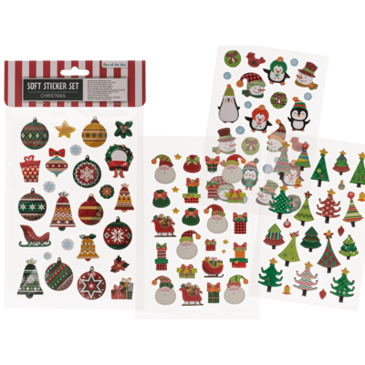 Weihnachts-Soft-Sticker-Set, Bogengröße 14 x 25 cm