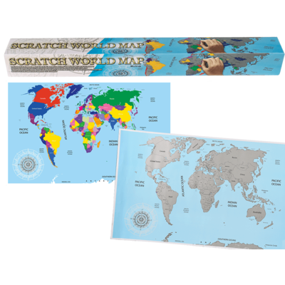 Weltkarte zum Freirubbeln, ca. 88 x 52 cm,