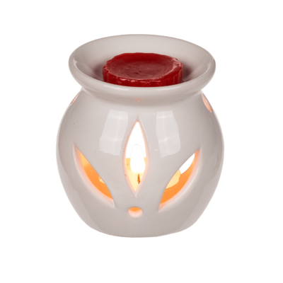 White ceramic aroma lamp with scented melts,