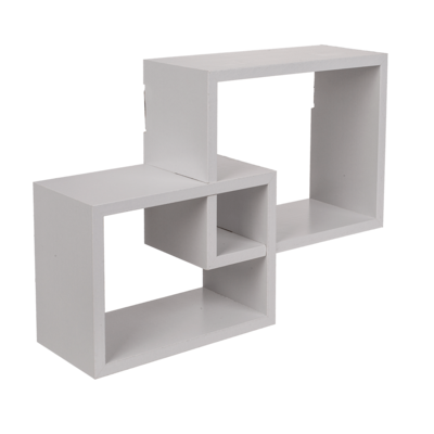 White colored wooden shelf, set of 2 pcs,