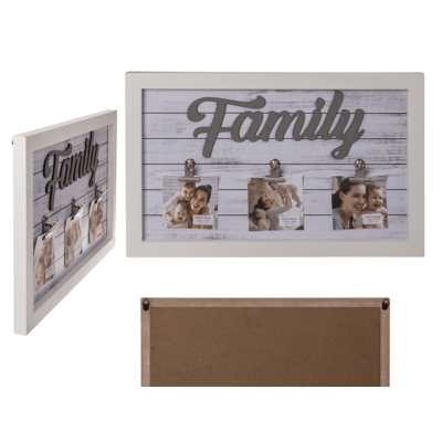 White coloured wooden frame, Family,