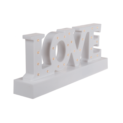 White plastic letter light, Love,