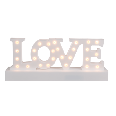 White plastic letter light, Love,