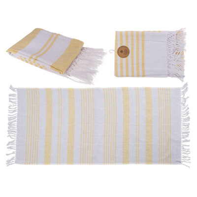 White/yellow coloured Fouta Towel (for sauna &
