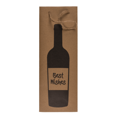 Wine bottle craft paper gift bag, with jute