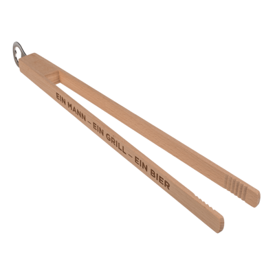 Wooden BBQ-Tongs with bottle opener,
