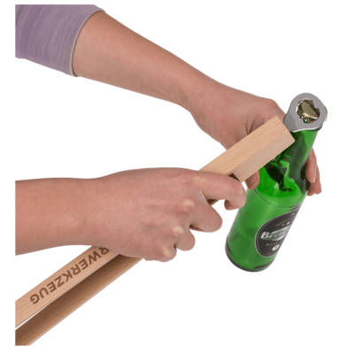 Wooden BBQ-Tongs with bottle opener,