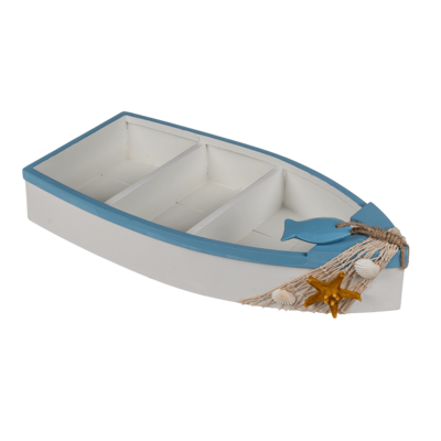 Wooden decoration boat with maritime deco,