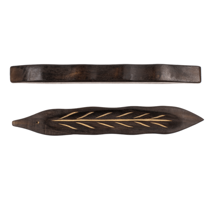 Wooden incense stick holder, leaf,