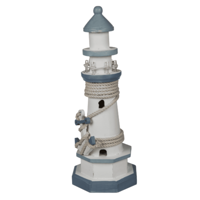 Wooden lighthouse with 8 warm white LED,