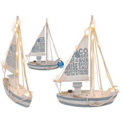 Wooden sailing boat with 13 warm white LED,
