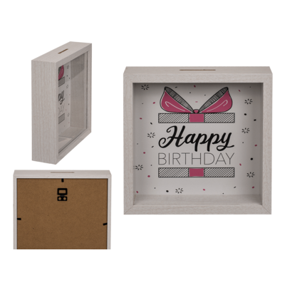 Wooden saving box, Happy Birthday,