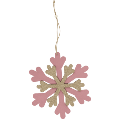 Wooden snowflake with glitter,