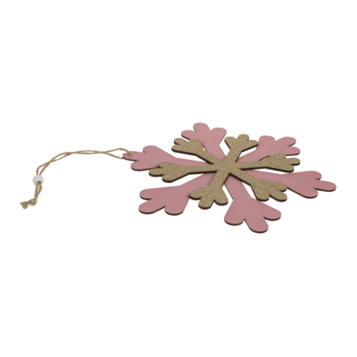 Wooden snowflake with glitter,