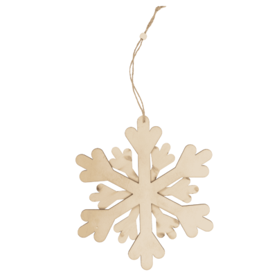 Wooden snowflake with glitter,