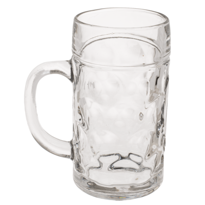 XL Glass Beer Stein, 10,5 x 20 cm,