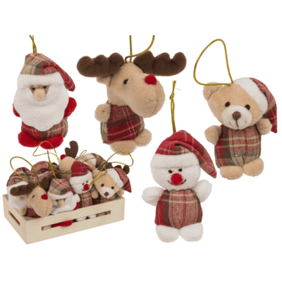 Xmas Plush with hanging string, 8 cm,