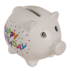 "Happy birthday" Saving bank, ca. 8,8 cm,