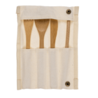 Bamboo Cutlery Set, 4 pcs set in textile pouch,