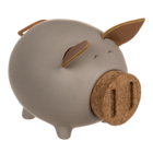Banque Sving, cochon avec corc fermant le nez,