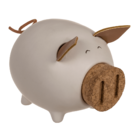 Banque Sving, cochon avec corc fermant le nez,