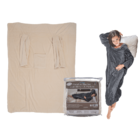 Beige comfort blanket with sleeves & pockets,