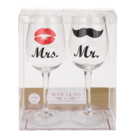 Bicchiere da vino con decorazione bacio & baffi,