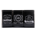 Black rectangular tin box, Coffee, Tea & Sugar,