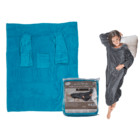 Blue comfort blanket with sleeves & pockets,