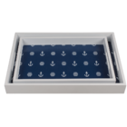 Blue/white colored wooden tray,