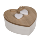 Boîte blanche en bois en forme de cœur,