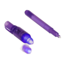 Bolígrafo con tinta transparente y luz UV,