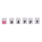 Bougies carrées avec écriture, 60 Happy Birthday,