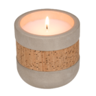 Candle in cement pot with corc decoration,