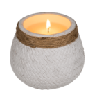 Candle in cement pot with jute decoration,