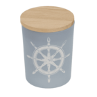 Candle in glass with wooden lid, Sea,