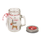 Candle in mason jar, Christmas motifs,