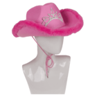 Cappello da cowboy in feltro con piume e diadema
