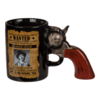 Ceramic mug, Wanted Poster with revolver handle,