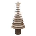 Christmas tree on wooden stand,