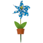 Coloured Windmill in Plant Pot with wooden stake,