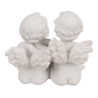 Coppia di angeli seduti con cuore di cristallo,