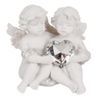 Couple des anges assis avec coeur en crystal,