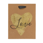 Craft paper gift bag, hearts,