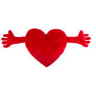 Cuore di peluche rosso con braccia,