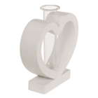 Cuore in MDF bianco con tubo di vetro, 15 x12 cm