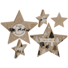 Estrella de madera con decoración negra/ blanca,