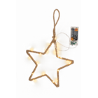 Estrella de metal con yute & LED, para colgar,