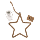 Estrella de metal con yute & LED, para colgar,